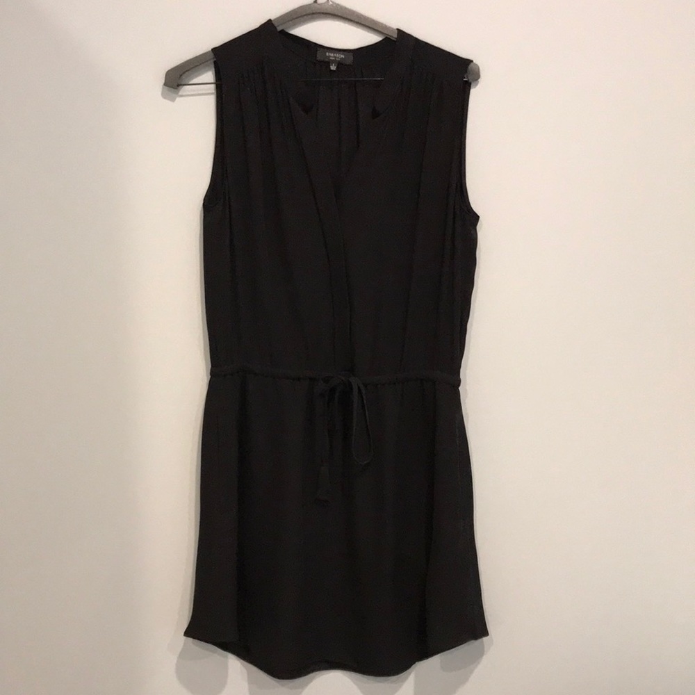 Silk mini dress with waist tie detailing